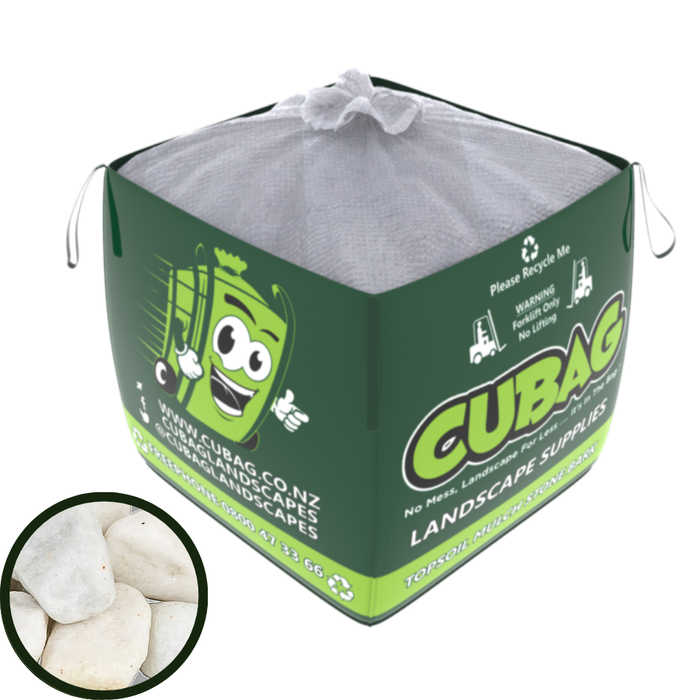 40 60mm Alpstone White Ice 1 Ton Bulk Bag Pure White Stones Cubag