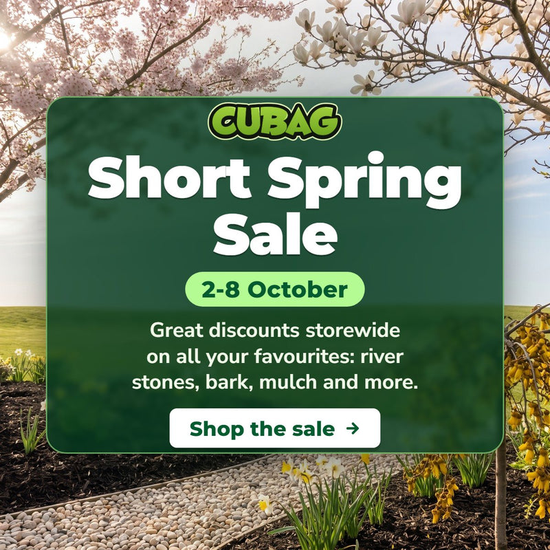 Short Spring Sale, 2-8 October. Great discounts storewide on river stones, bark, mulch and more